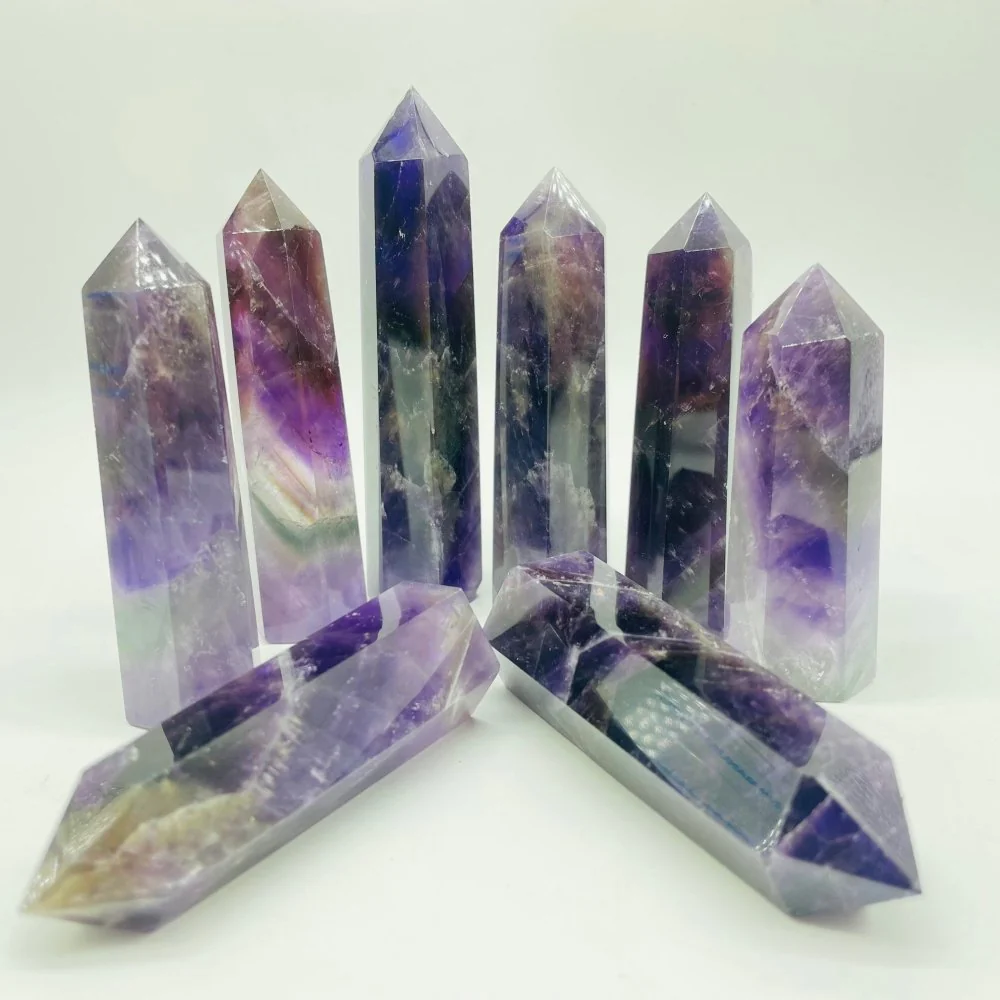 High Quality Transparent Deep Purple Chevron Amethyst Point Tower Wholesale - Image 2