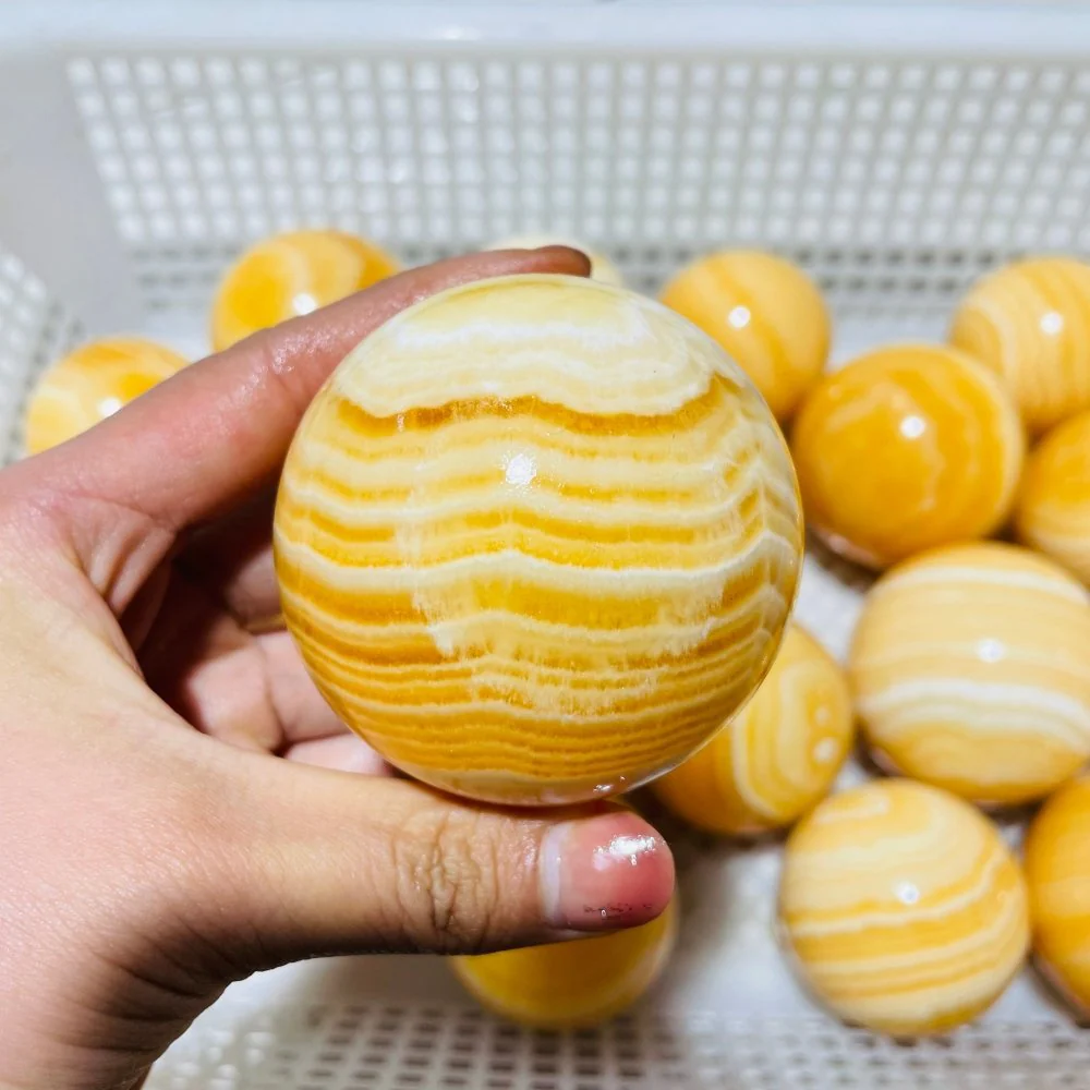 Large High Quality Yellow Calcite Spheres Wholesale - Image 2