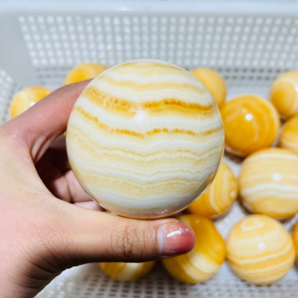 Large High Quality Yellow Calcite Spheres Wholesale - Image 3