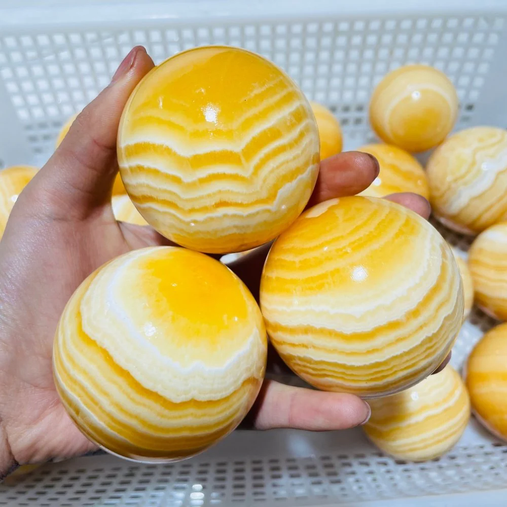 Large High Quality Yellow Calcite Spheres Wholesale - Image 4