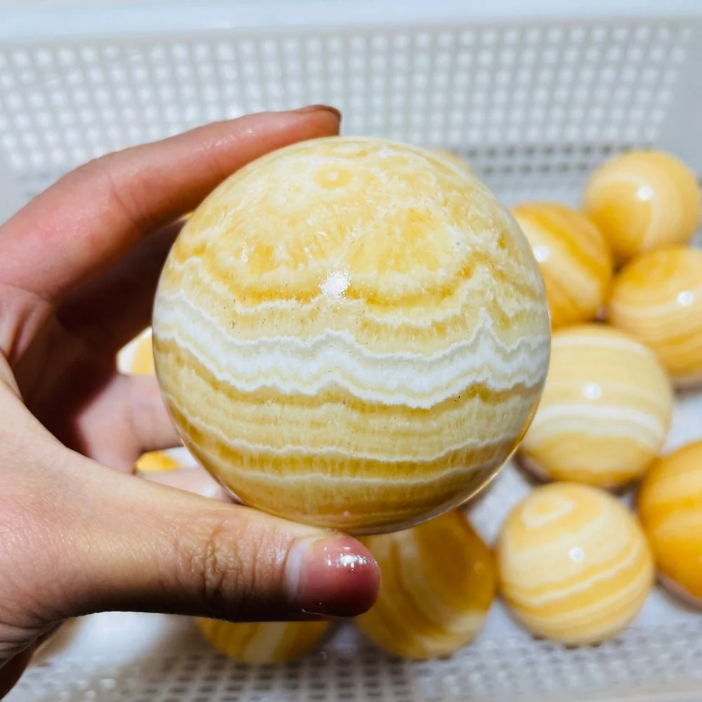 Large High Quality Yellow Calcite Spheres Wholesale - Image 5
