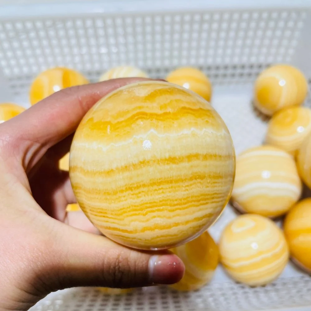 Large High Quality Yellow Calcite Spheres Wholesale - Image 6