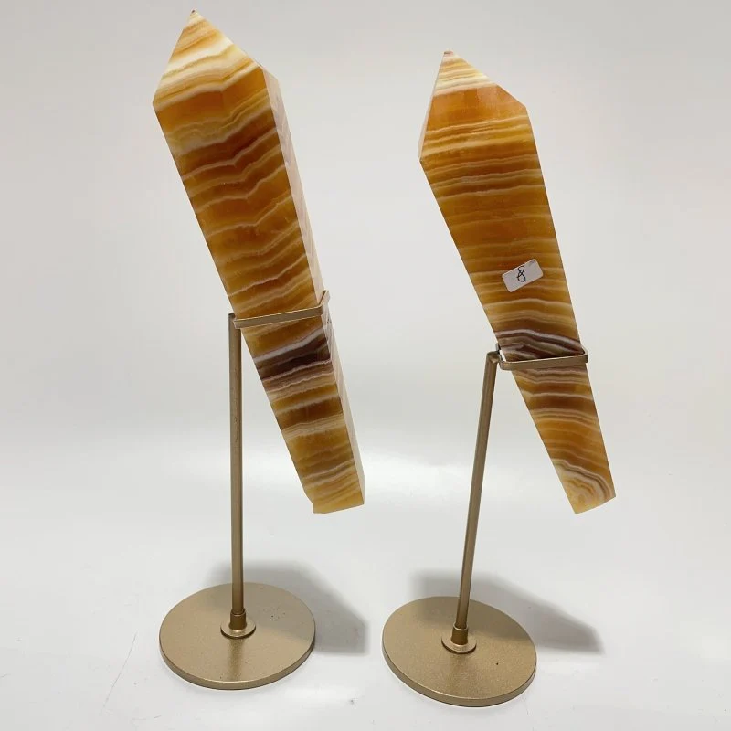 7 Pieces High Quality Yellow Calcite Wand Points With Stand - Image 5