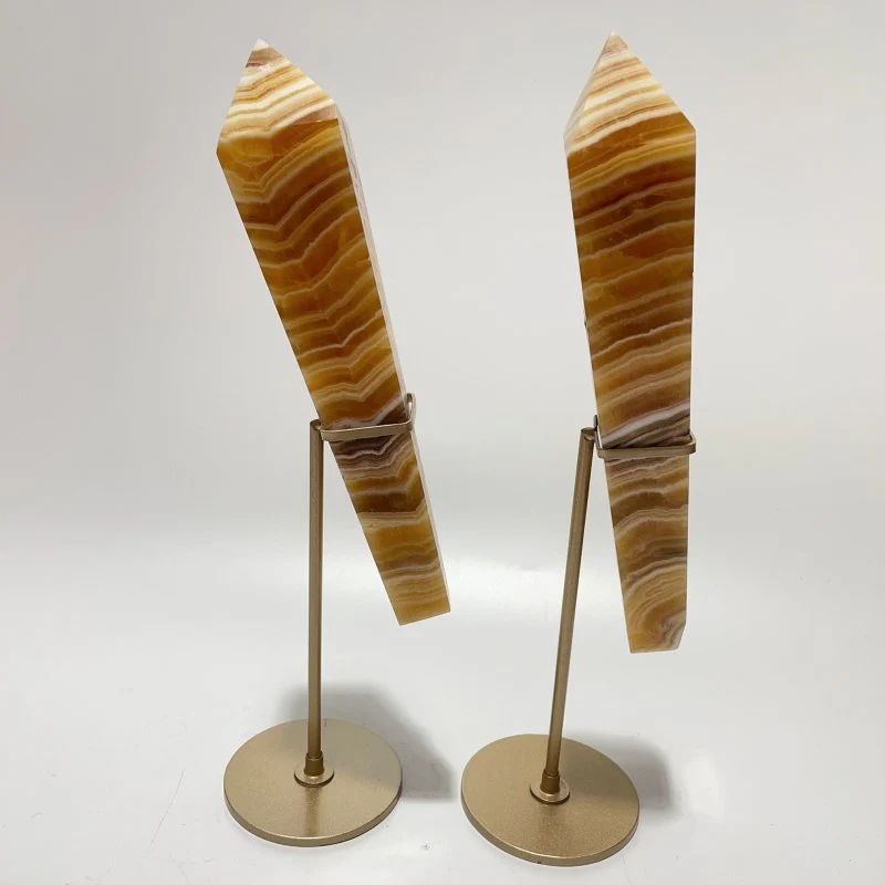 7 Pieces High Quality Yellow Calcite Wand Points With Stand - Image 6