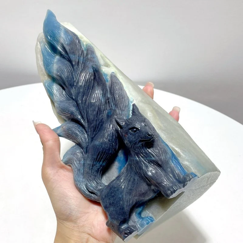 Unique Trolleite Large Nine-tailed Fox Carving - Image 2