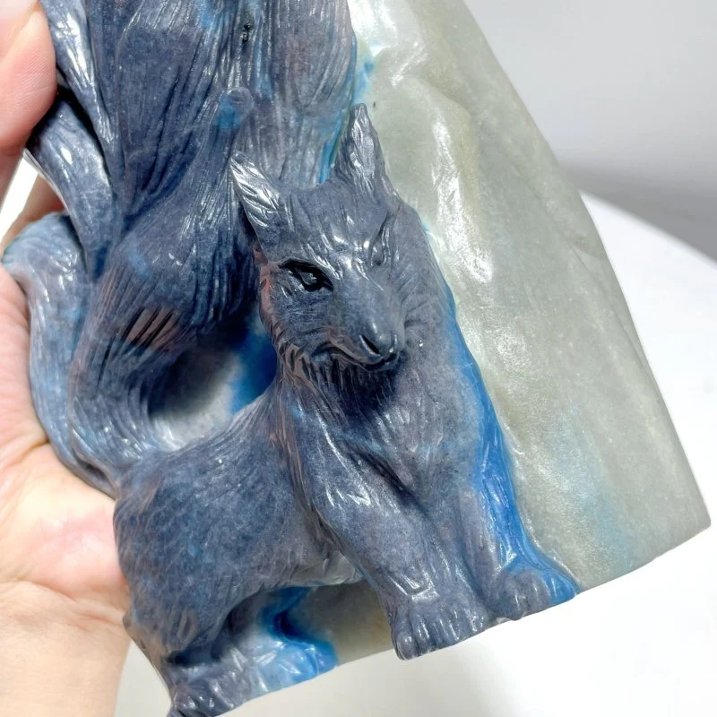 Unique Trolleite Large Nine-tailed Fox Carving - Image 3