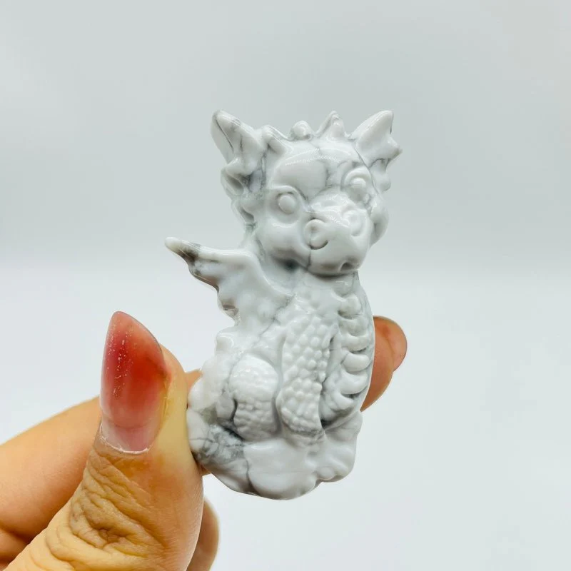 Howlite Garden Baby Dragon Carving Wholesale - Image 2