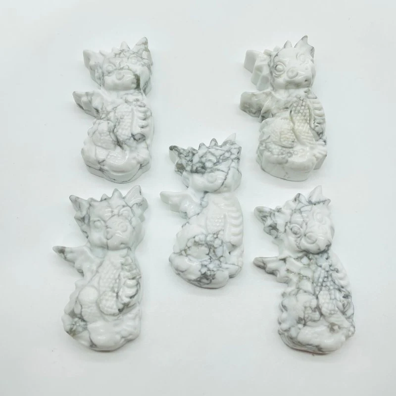 Howlite Garden Baby Dragon Carving Wholesale - Image 3