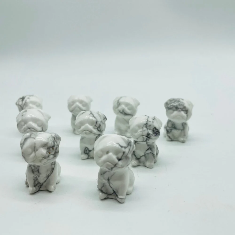 Howlite Pug Dog Carving Wholesale - Image 2