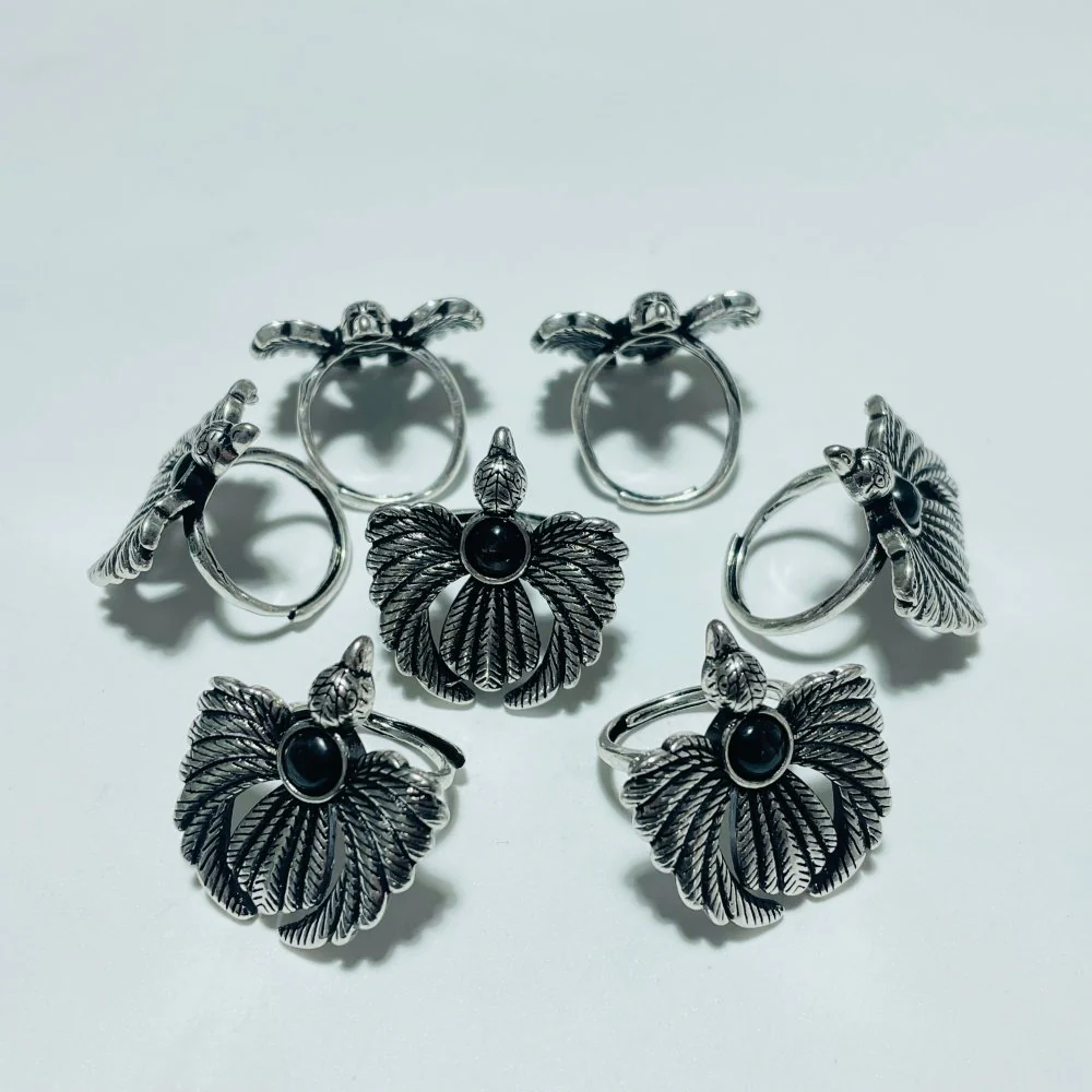 Hypersthene Stone Feather Ring Wholesale Clearance