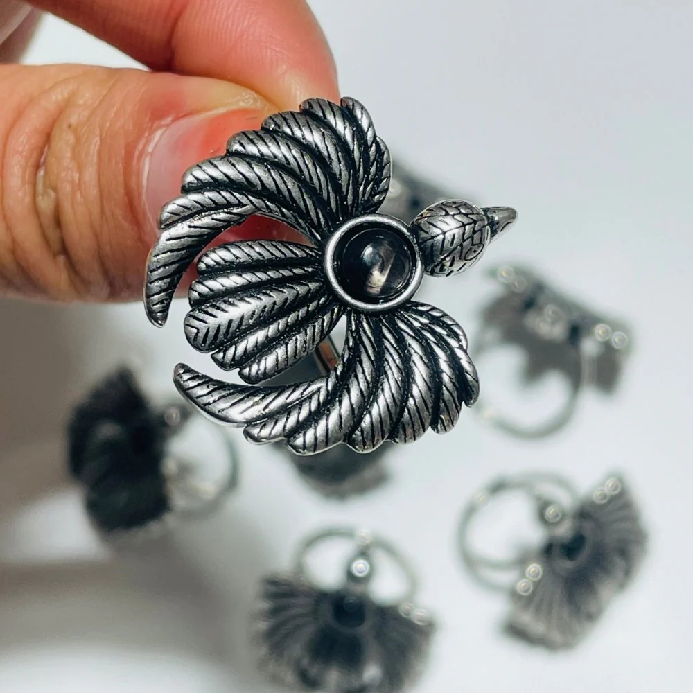 Hypersthene Stone Feather Ring Wholesale Clearance - Image 5