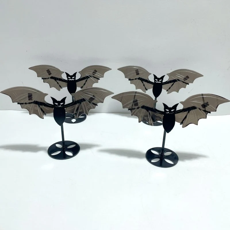 4 Pairs Ice Obsidian Bat Wing Carving With Stand