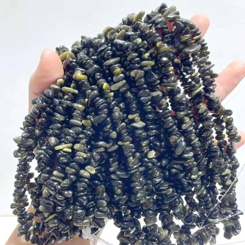 Irregular Crystal Chips Stone DIY Bracelet Wholesale Sunstone Gold Sheen Obsidian - Image 5