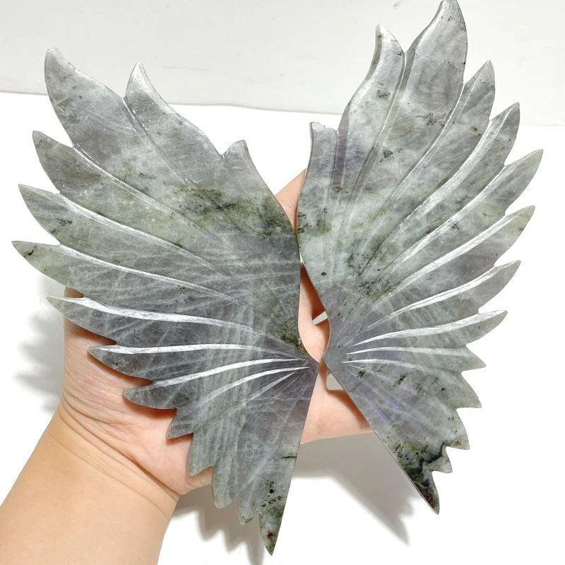 Labradorite Angel Wing Carving With Stand - Image 4