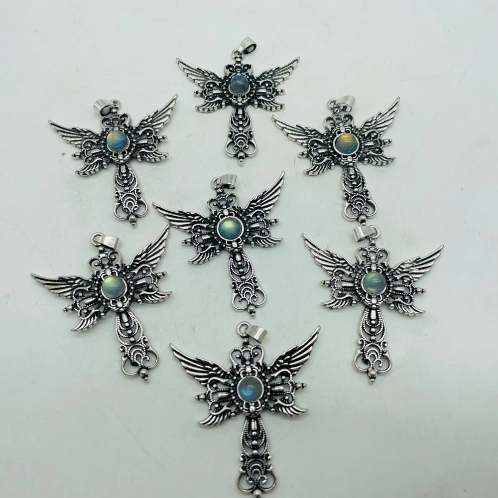 Labradorite Angel Wing Pendant Wholesale - Image 3