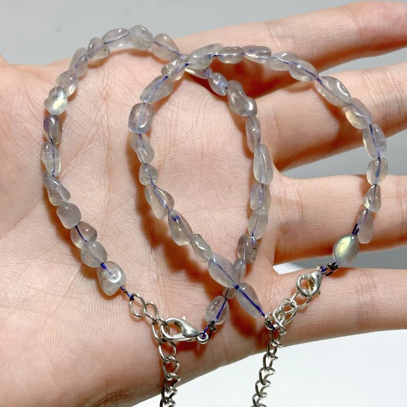Labradorite Aquamarine Chips Bracelet 0.1-0.2in(3-5mm) Wholesale - Image 6