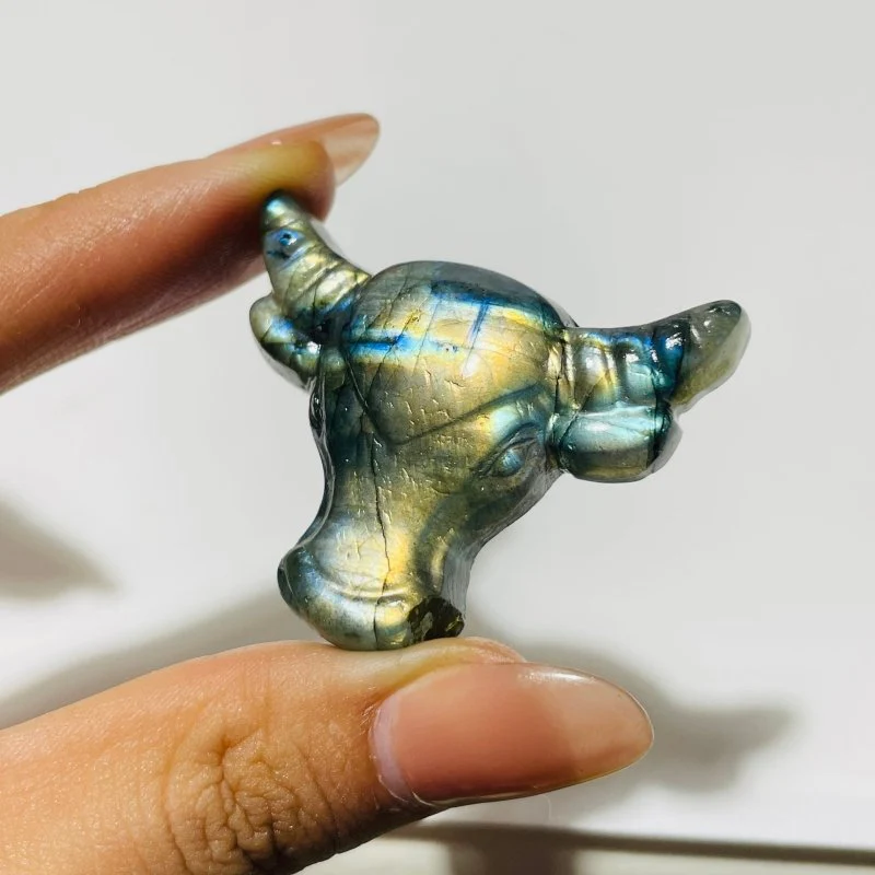 Labradorite Bull Head Carving Wholesale - Image 4