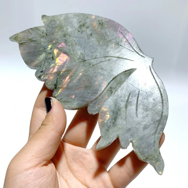 Beautiful Labradorite Butterfly Wing Carving With Stand - Image 3