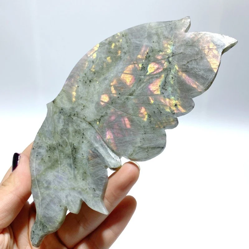 Beautiful Labradorite Butterfly Wing Carving With Stand - Image 4