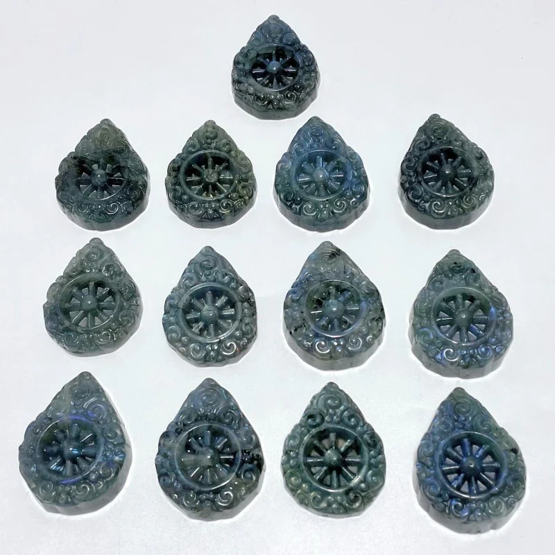 Labradorite Dharma Wheel Carving Wholesale - Image 5