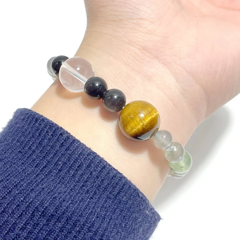 Universe Planets Labradorite Clear Quartz Silver Sheen Obsidian Bracelet Wholesale Original Design - Image 2