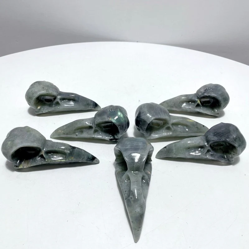 Labradorite Crow Skull Carving Wholesale - Image 6