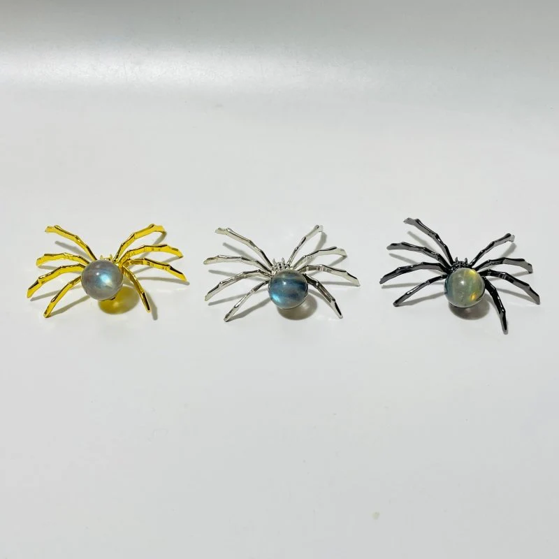 Labradorite Crystal Sphere Spider Ornament Handmade Alloy Spider Wholesale