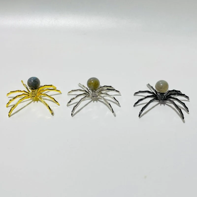 Labradorite Crystal Sphere Spider Ornament Handmade Alloy Spider Wholesale - Image 2
