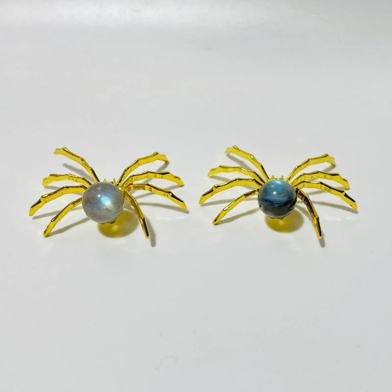 Labradorite Crystal Sphere Spider Ornament Handmade Alloy Spider Wholesale - Image 3