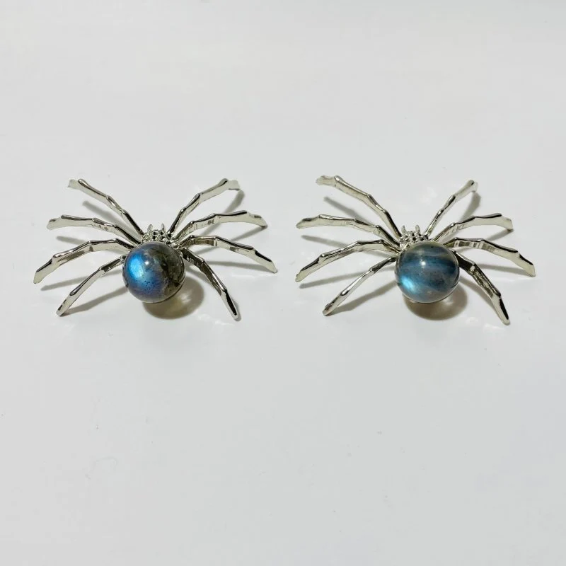 Labradorite Crystal Sphere Spider Ornament Handmade Alloy Spider Wholesale - Image 4