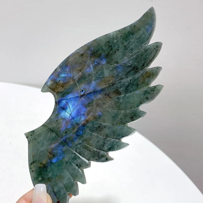 Labradorite Demon And Angel Wing Carving With Stand - Image 2
