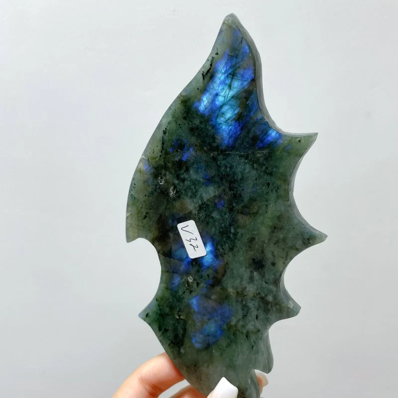 Labradorite Demon And Angel Wing Carving With Stand - Image 4