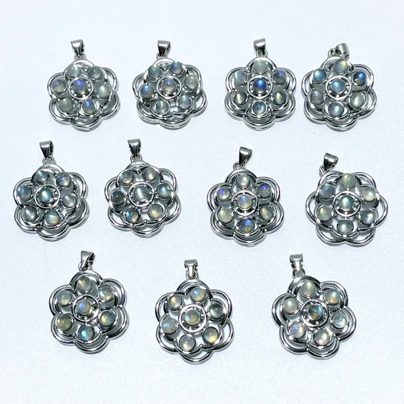 Labradorite Flower Shape Rotatable Pendant Wholesale - Image 3