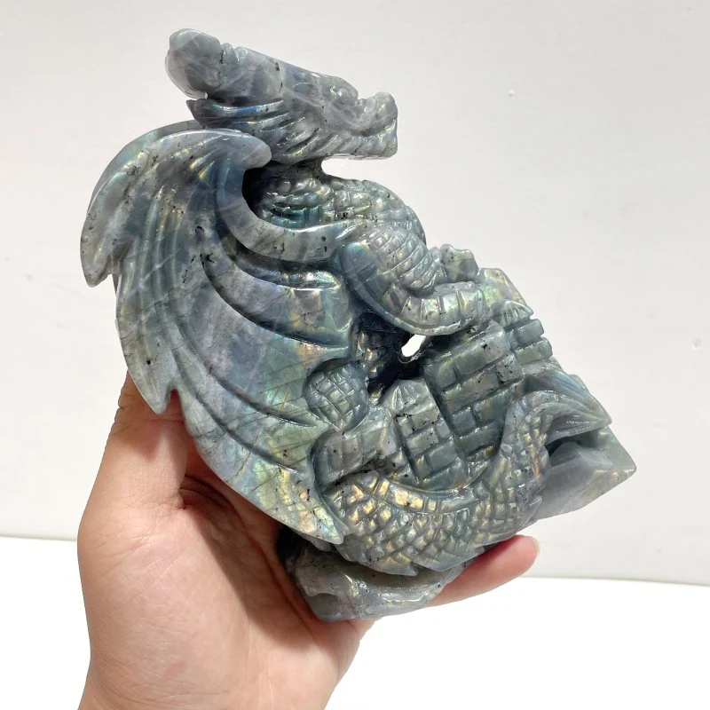 Unique Labradorite Flying Dragon Carving - Image 2