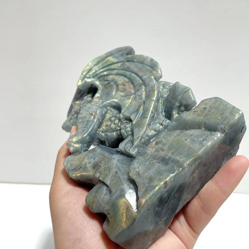Unique Labradorite Flying Dragon Carving - Image 3
