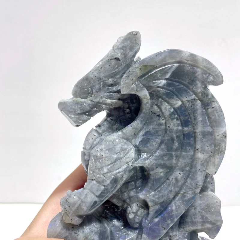 Unique Labradorite Flying Dragon Carving - Image 4