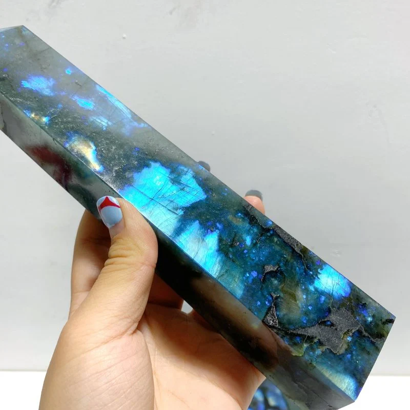 9 Pieces Flash Labradorite Four-Sided Tower Points - Image 2