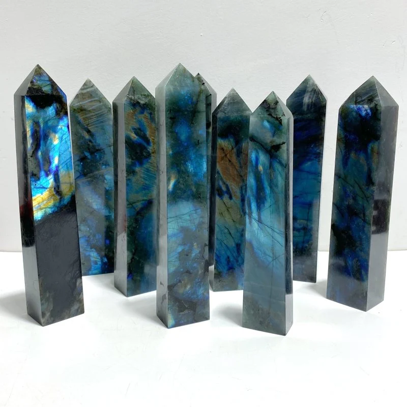 9 Pieces Flash Labradorite Four-Sided Tower Points - Image 4