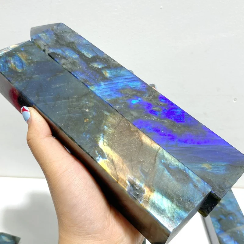 9 Pieces Flash Labradorite Four-Sided Tower Points - Image 6
