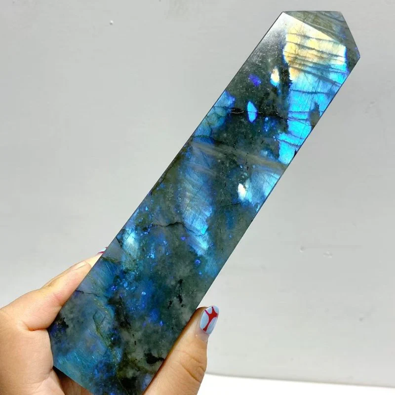9 Pieces Flash Labradorite Four-Sided Tower Points - Image 7