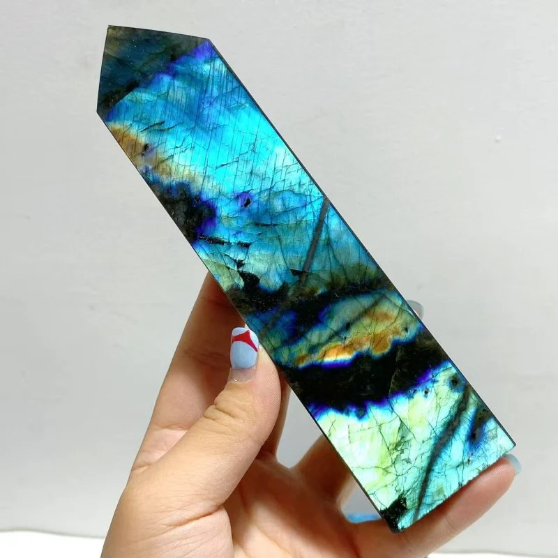 12 Pieces Flash Labradorite Four-Sided Tower