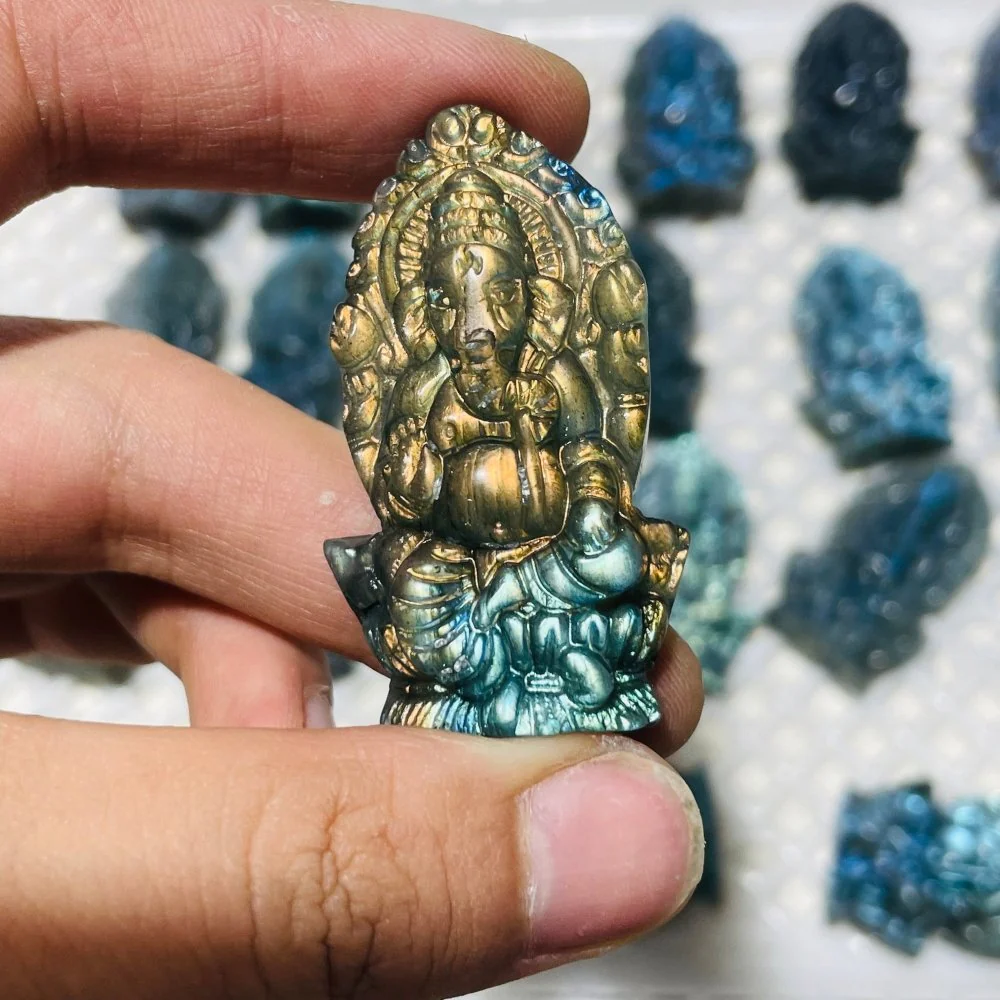High Quality Labradorite Ganesha Carving Wholesale - Image 4