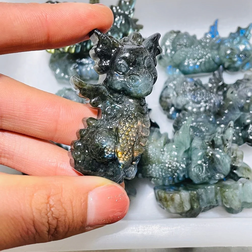 Labradorite Garden Baby Dragon Carving Wholesale - Image 2