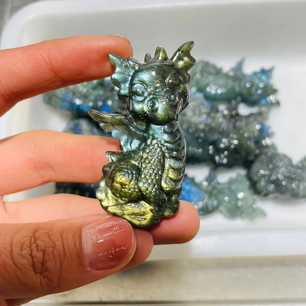 Labradorite Garden Baby Dragon Carving Wholesale - Image 3