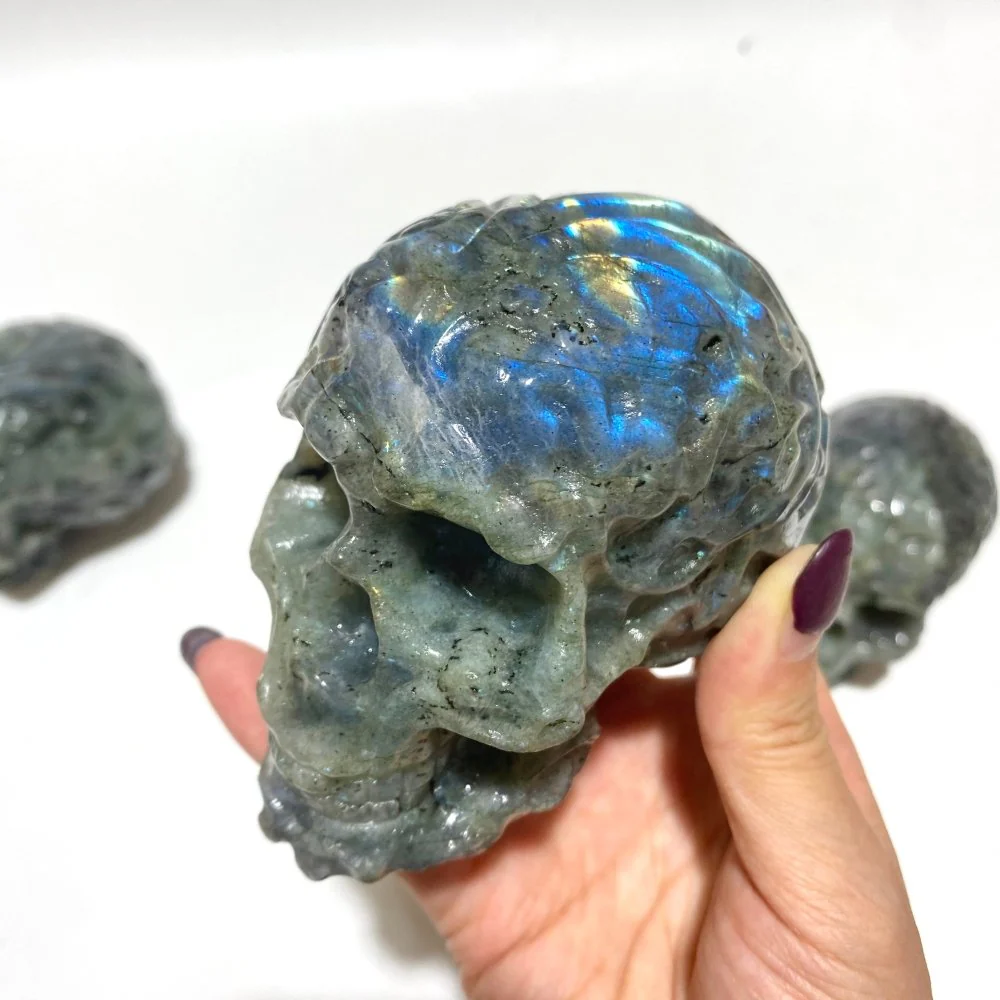 Labradorite Large Skull Carving Wholesale - Image 2