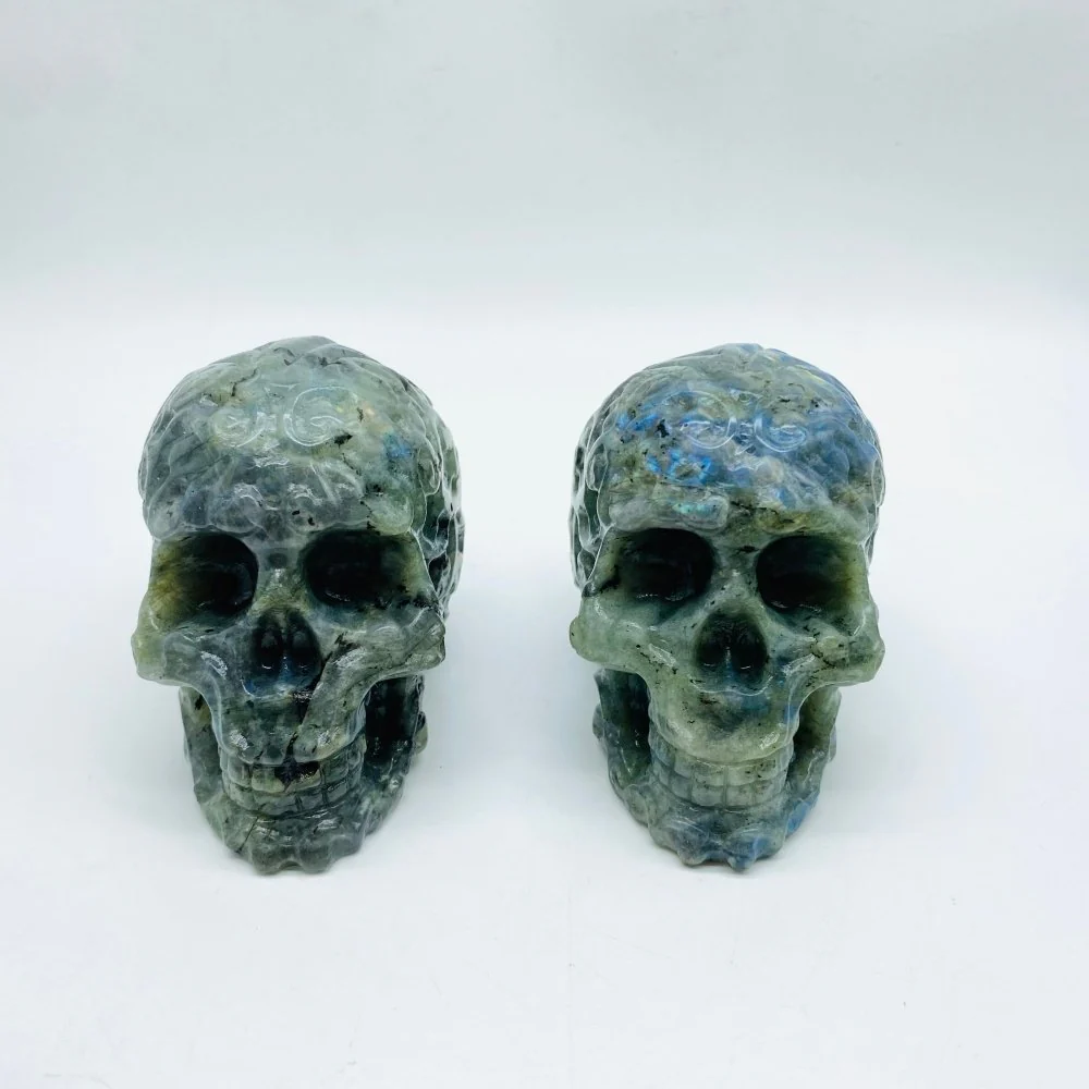 Labradorite Large Skull Carving Wholesale - Image 3