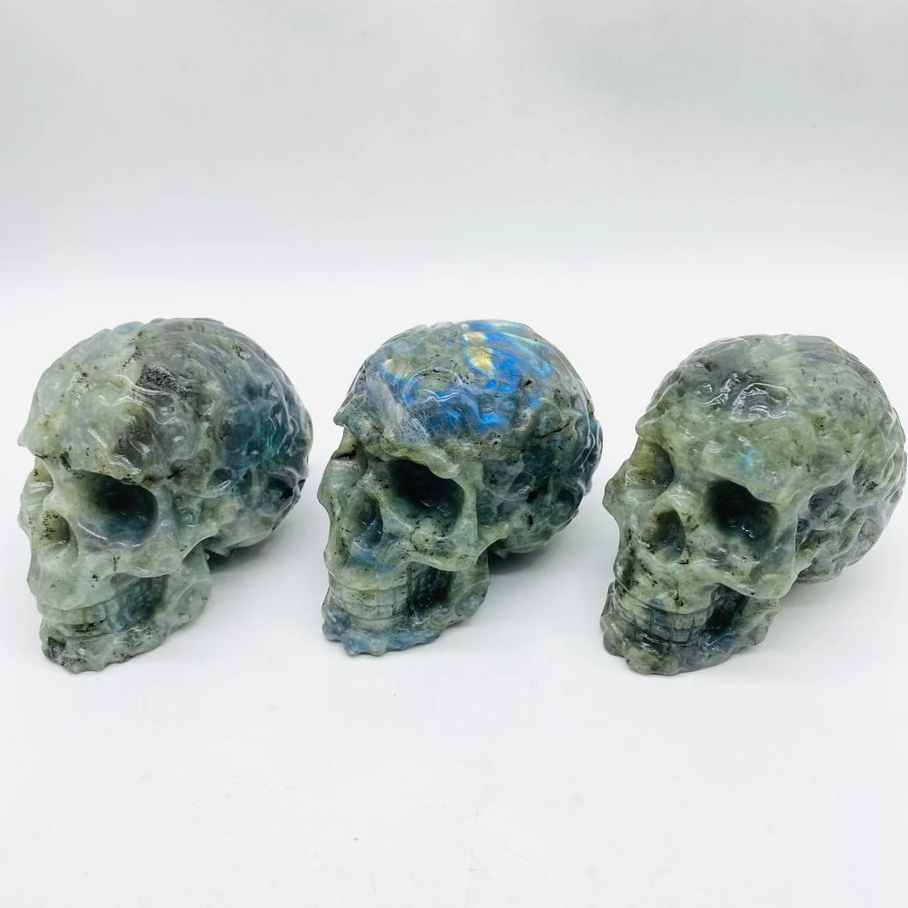 Labradorite Large Skull Carving Wholesale - Image 4