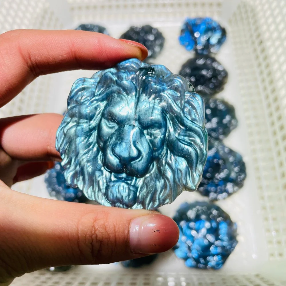 Labradorite Lion Head Carving Wholesale - Image 3