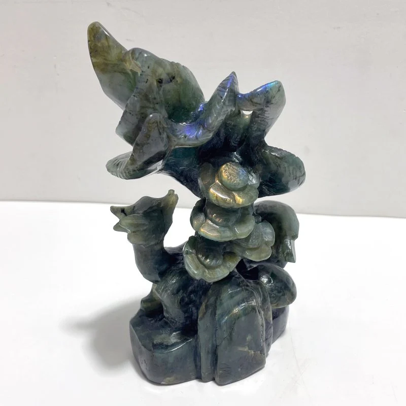 2 Pieces Labradorite Nine-tailed Fox Carving - Image 3