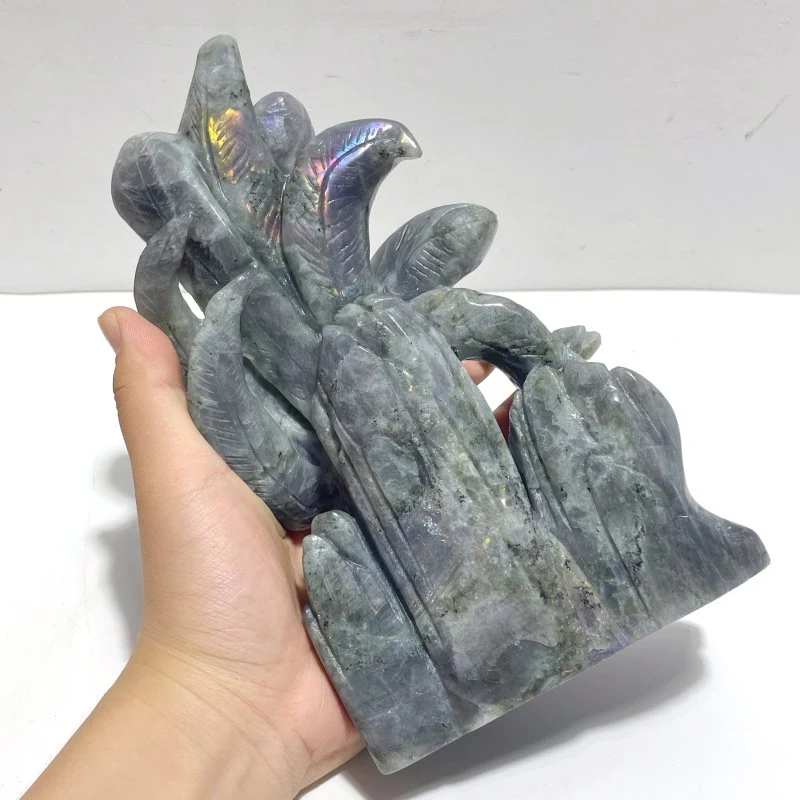 2 Pieces Labradorite Nine-tailed Fox Carving - Image 9
